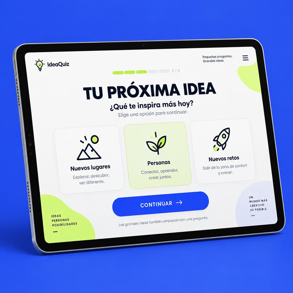Concepto ilustrativo de una miniapp de ideas en una tablet
